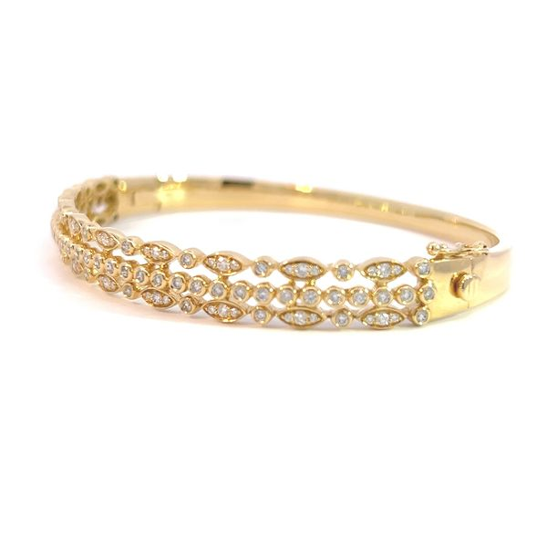 Exquisite 18K Yellow Gold Three Row Diamond Bangle Bracelet - Italian Design Image 3 Arezzo Jewelers Elmwood Park, IL