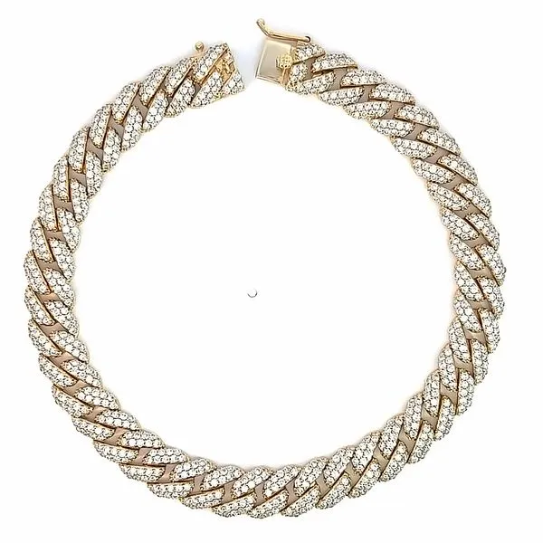 Luxurious 18K Yellow Gold Curb Link Bracelet with 5.90cts in Pave Diamonds Image 2 Arezzo Jewelers Elmwood Park, IL