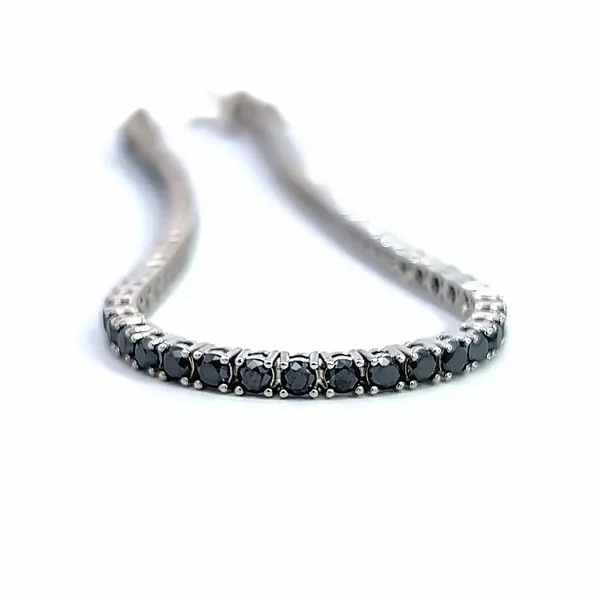 Men's 7.78ct Black Diamond Line Bracelet in 14K White Gold Image 2 Arezzo Jewelers Elmwood Park, IL