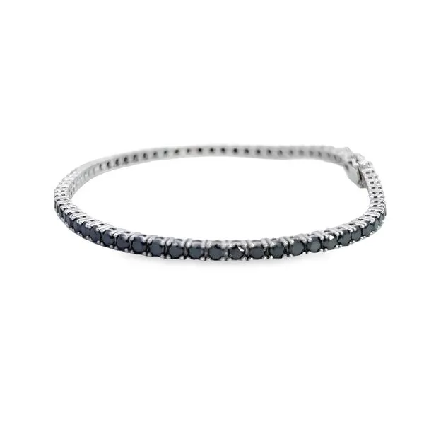 Men's 7.78ct Black Diamond Line Bracelet in 14K White Gold Image 4 Arezzo Jewelers Elmwood Park, IL