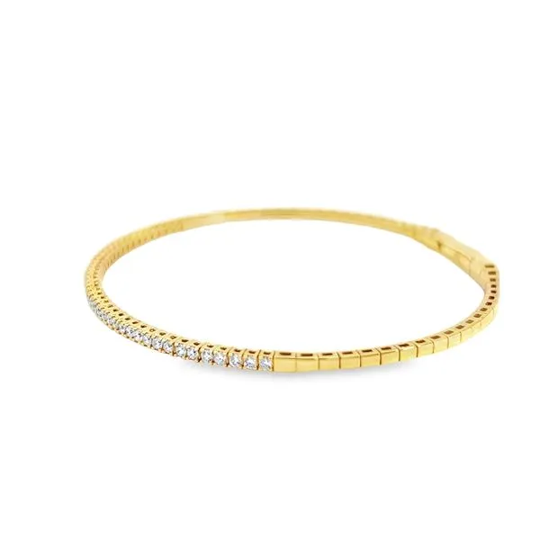 18K Yellow Gold Flexible Diamond Bangle Bracelet Image 2 Arezzo Jewelers Elmwood Park, IL