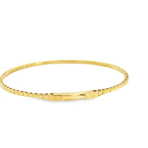 18K Yellow Gold Flexible Diamond Bangle Bracelet Image 3 Arezzo Jewelers Elmwood Park, IL