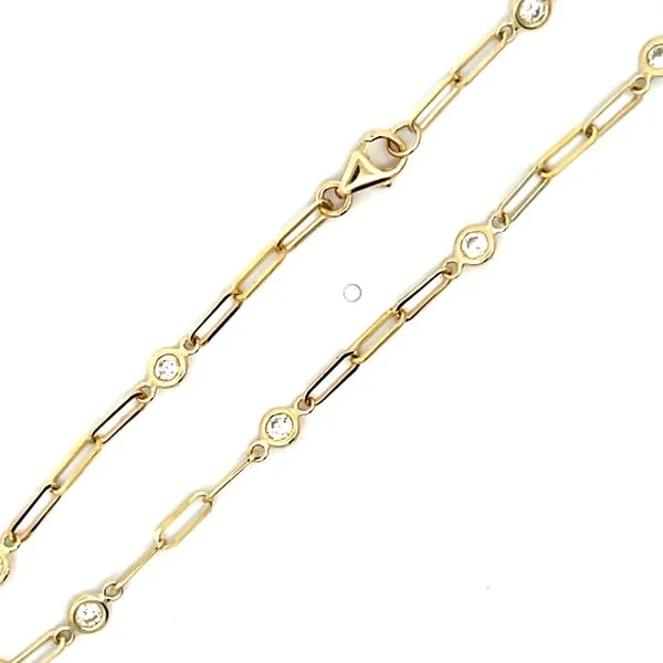 14k Yellow Gold Paperclip Link Diamond Bracelet (7