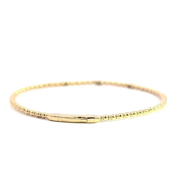14K Yellow Gold Beaded Diamond Flex Bangle Bracelet – 0.07ctw Image 2 Arezzo Jewelers Elmwood Park, IL