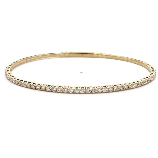 14k Yellow Gold Diamond Tennis Bangle Bracelet, Flexible - 1.00cts Arezzo Jewelers Elmwood Park, IL