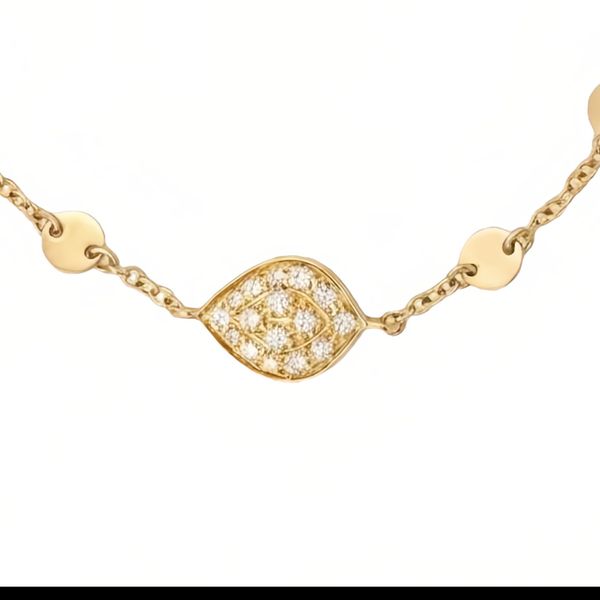18K Yellow Gold Pavé Diamond Leaf & Circle Station Bracelet – Savoia Italy Image 2 Arezzo Jewelers Elmwood Park, IL
