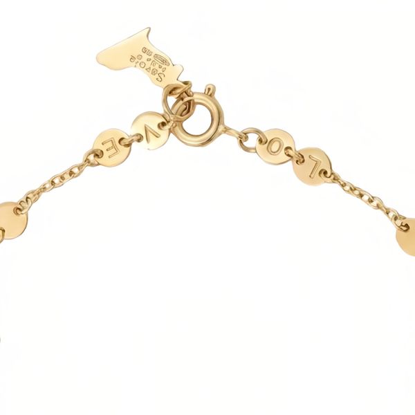 18K Yellow Gold Pavé Diamond Leaf & Circle Station Bracelet – Savoia Italy Image 3 Arezzo Jewelers Elmwood Park, IL