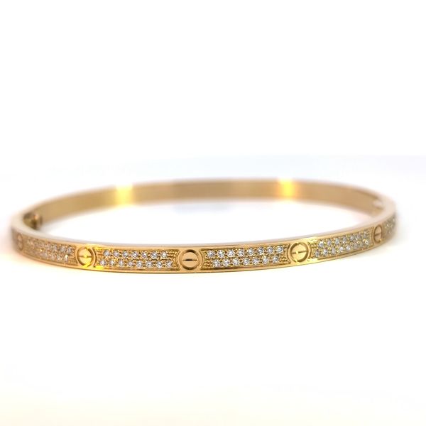 18 Karat Yellow Gold Small Diamond LOVE Bangle Bracelet - 18cm Arezzo Jewelers Elmwood Park, IL