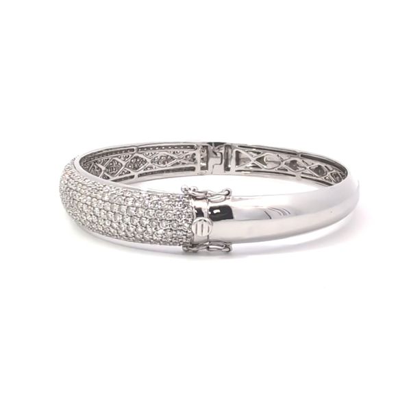 SAVOIA 18K White Gold 7.90ct Pave Diamond Bangle Bracelet Image 2 Arezzo Jewelers Elmwood Park, IL