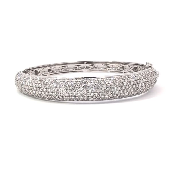 SAVOIA 18K White Gold 7.90ct Pave Diamond Bangle Bracelet Arezzo Jewelers Elmwood Park, IL