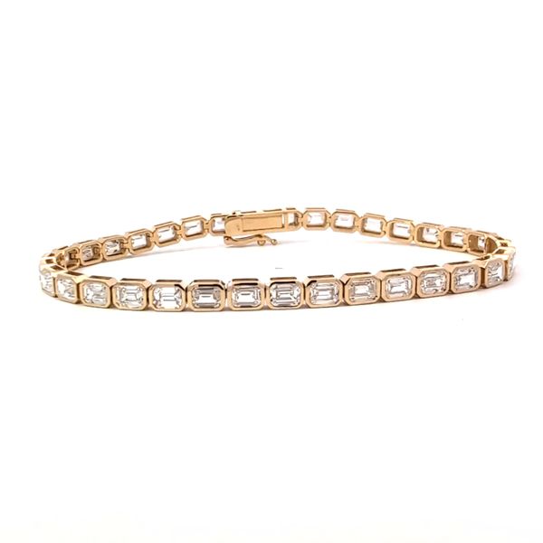 14 Karat Yellow Gold Bezel Set Emerald Cut Lab Grown Diamond Tennis Bracelet Image 2 Arezzo Jewelers Elmwood Park, IL