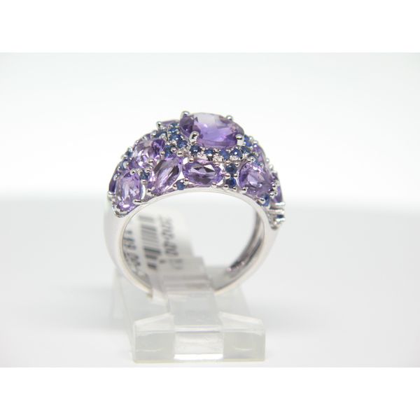 14k White Gold Amethyst and Sapphire Domed Gemstone Ring Image 3 Arezzo Jewelers Elmwood Park, IL