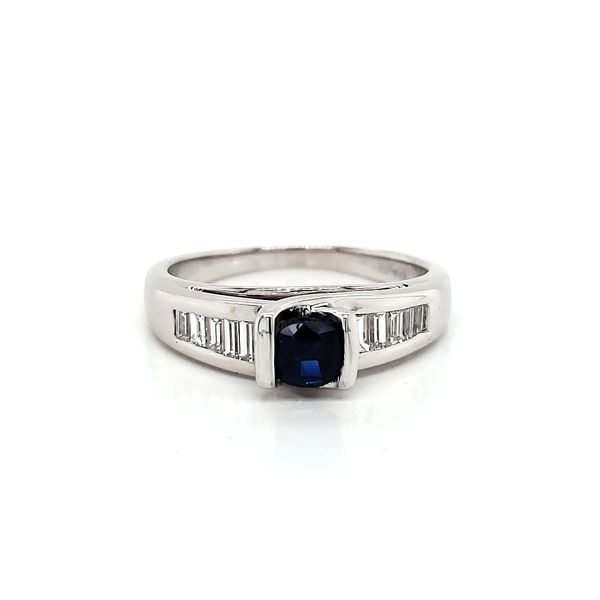 White Gold sapphire ring with Baguette diamond accents Arezzo Jewelers Elmwood Park, IL