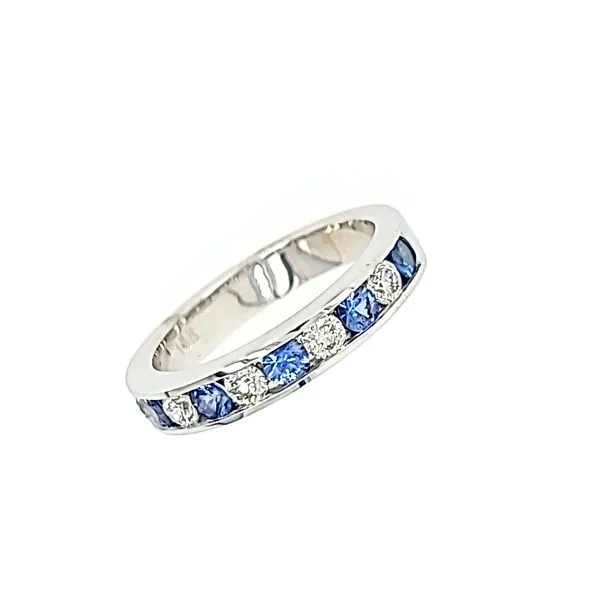 Diamond and Sapphire Channel Set Wedding Band Image 2 Arezzo Jewelers Elmwood Park, IL