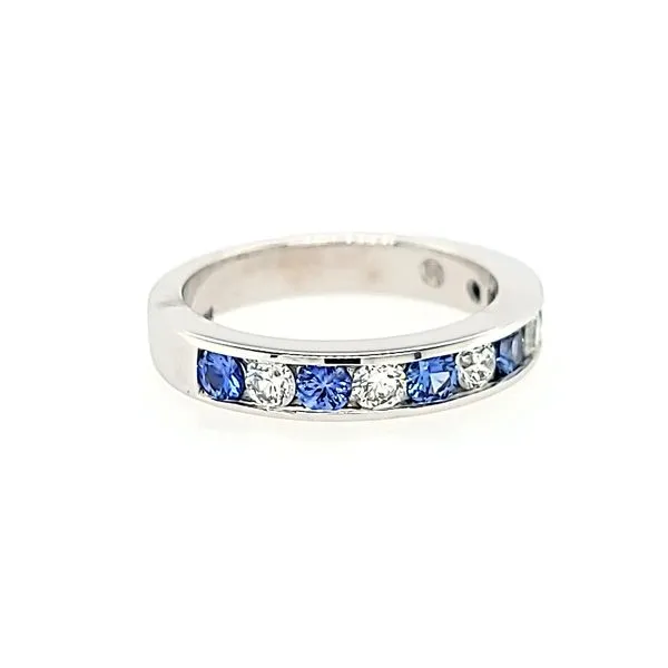 Diamond and Sapphire Channel Set Wedding Band Image 3 Arezzo Jewelers Elmwood Park, IL