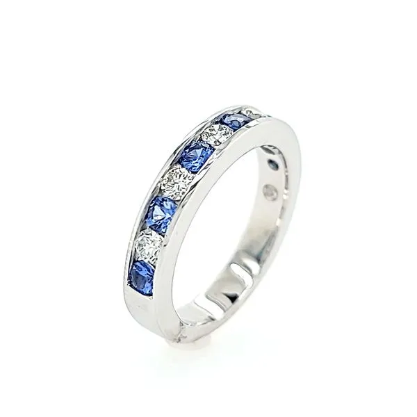 Diamond and Sapphire Channel Set Wedding Band Image 4 Arezzo Jewelers Elmwood Park, IL