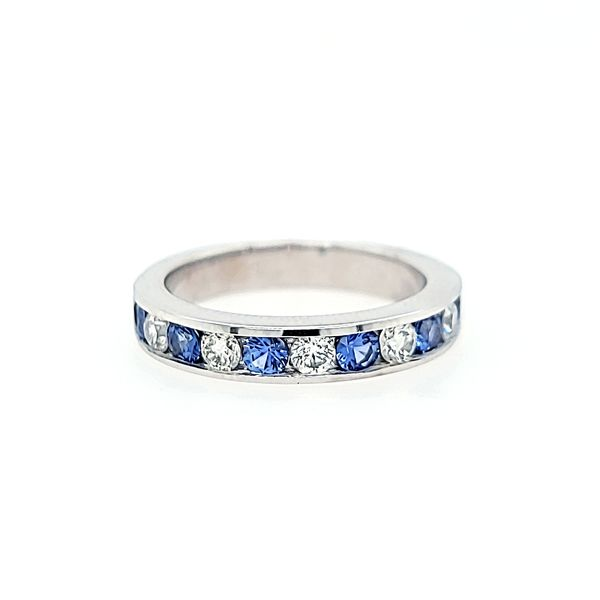 Diamond and Sapphire Channel Set Wedding Band Arezzo Jewelers Elmwood Park, IL