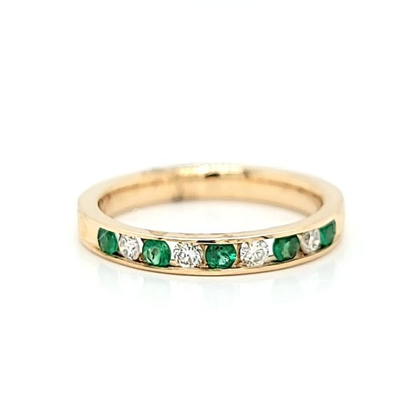 14k Yellow Gold Diamond and Emerald Channel Set Band Arezzo Jewelers Elmwood Park, IL