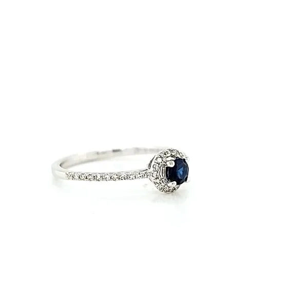 Platinum Diamond and Sapphire Halo Engagement Ring Image 2 Arezzo Jewelers Elmwood Park, IL