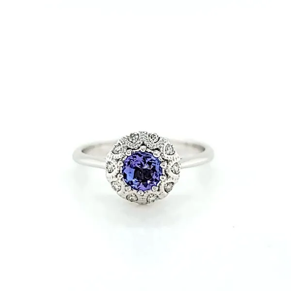 Tanzanite and Diamond Halo Ring in 14k White Gold Image 2 Arezzo Jewelers Elmwood Park, IL