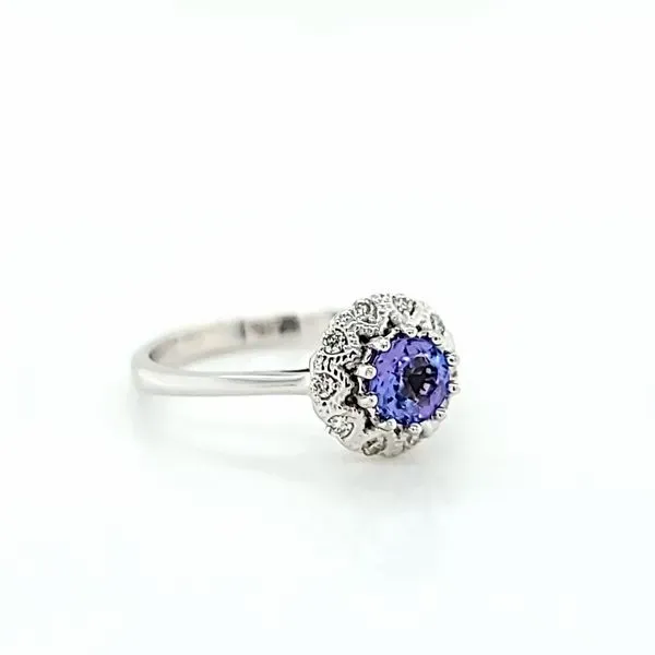 Tanzanite and Diamond Halo Ring in 14k White Gold Image 3 Arezzo Jewelers Elmwood Park, IL