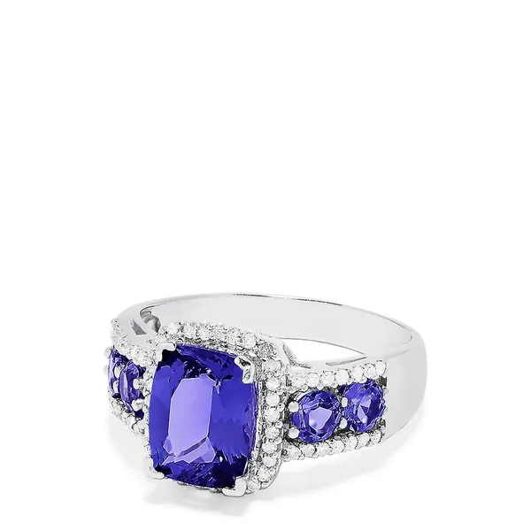 14k White Gold Tanzanite and Diamond Halo EFFY Design Ring, 2.94cts TW Image 2 Arezzo Jewelers Elmwood Park, IL