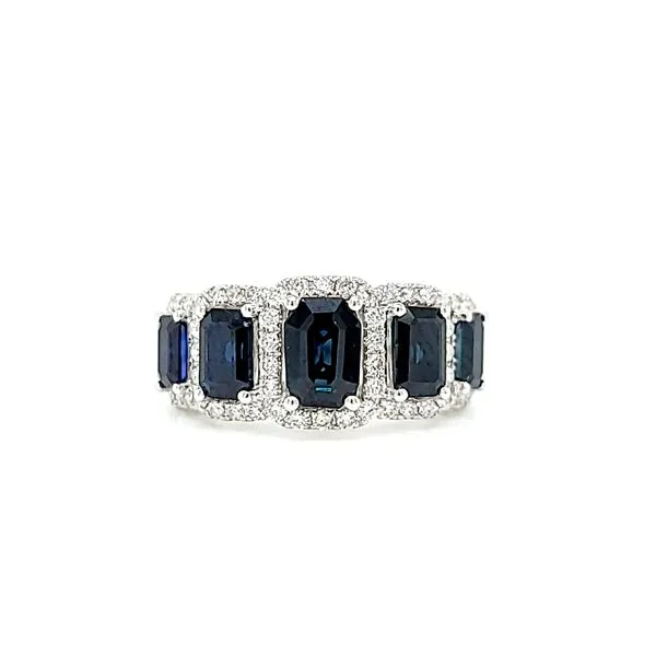 14k White Gold Sapphire Ring with Diamond Halo Arezzo Jewelers Elmwood Park, IL