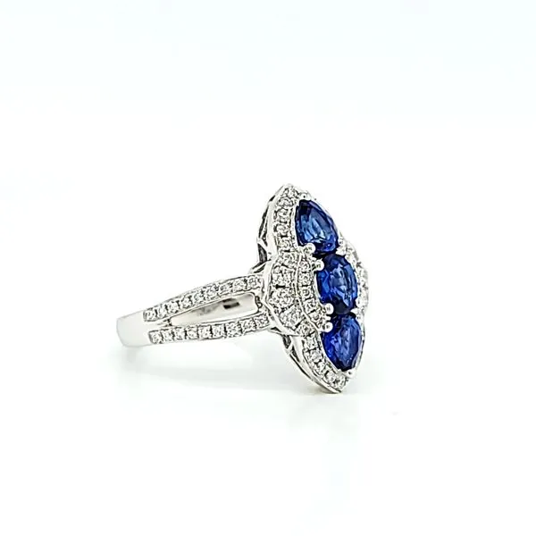 Spark Creations 18k White Gold Sapphire and Diamond Designer Ring Image 2 Arezzo Jewelers Elmwood Park, IL
