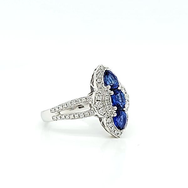 Spark Creations 18k White Gold Sapphire and Diamond Designer Ring Image 2 Arezzo Jewelers Elmwood Park, IL
