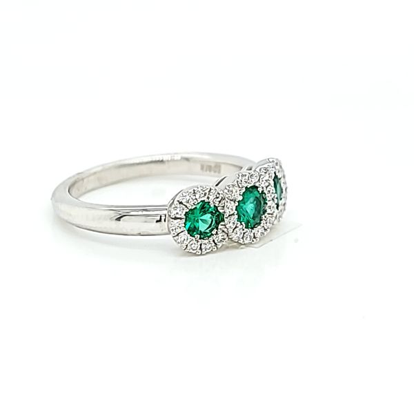 Spark Creations 18k White Gold Emerald and Diamond Ring Image 2 Arezzo Jewelers Elmwood Park, IL