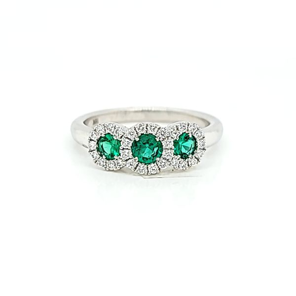 Spark Creations 18k White Gold Emerald and Diamond Ring Arezzo Jewelers Elmwood Park, IL