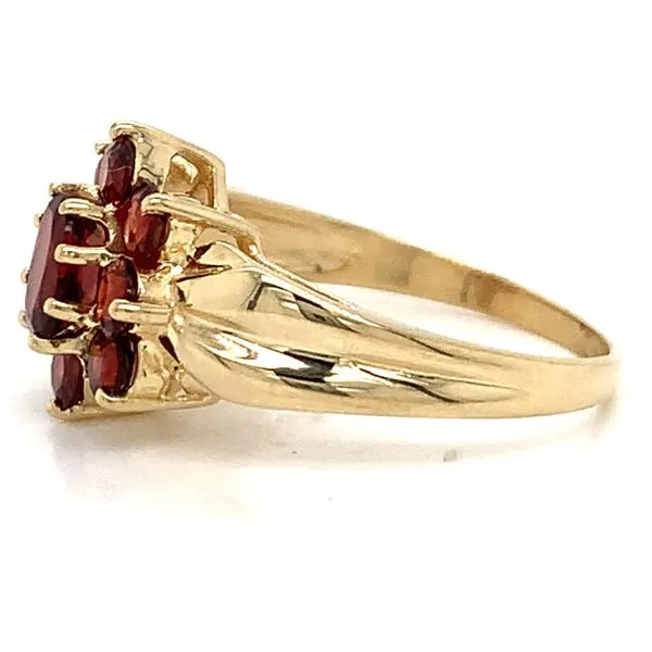 14k Yellow Gold Garnet Halo Ring Image 3 Arezzo Jewelers Elmwood Park, IL