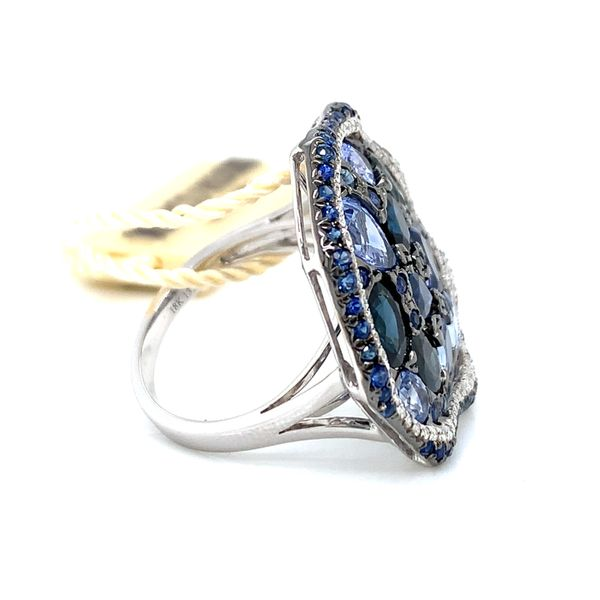 14k White Gold Sapphire and Diamond Cluster Ring Image 3 Arezzo Jewelers Elmwood Park, IL