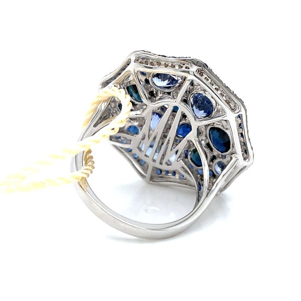 14k White Gold Sapphire and Diamond Cluster Ring Image 4 Arezzo Jewelers Elmwood Park, IL