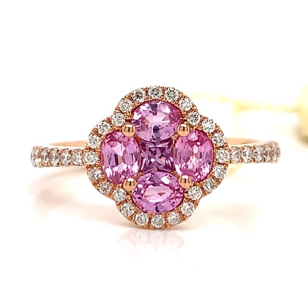 18k Rose Gold Pink Sapphire and Diamond Ring Arezzo Jewelers Elmwood Park, IL