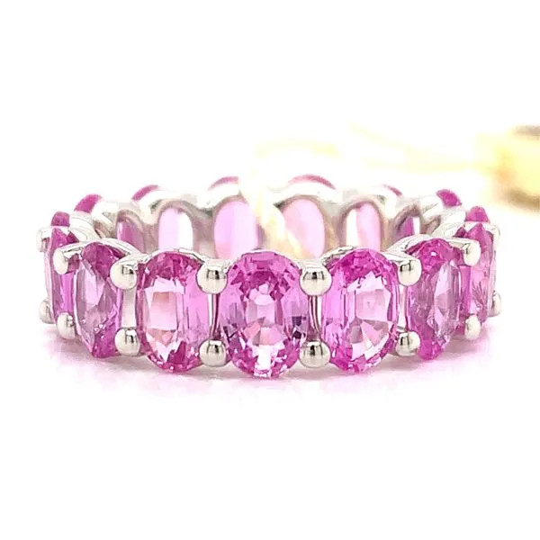 18k White Gold Pink Oval Sapphire Eternity Band Arezzo Jewelers Elmwood Park, IL