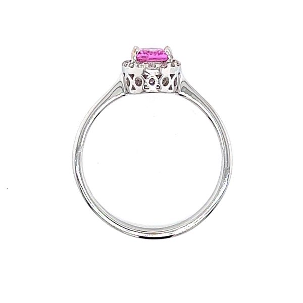 18k White Gold Pink Tourmaline and Diamond Halo Ring Image 3 Arezzo Jewelers Elmwood Park, IL