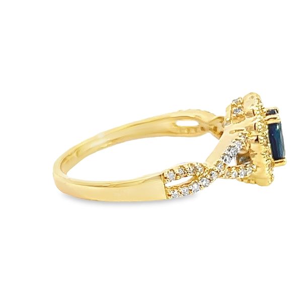 14k Yellow Gold Sapphire and Diamond Halo Ring Image 2 Arezzo Jewelers Elmwood Park, IL