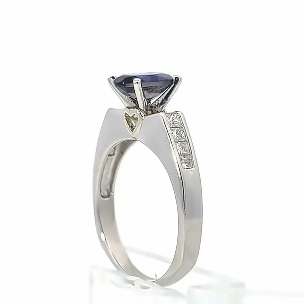 18k White Gold Oval Tanzanite Ringand Diamond Ring Image 4 Arezzo Jewelers Elmwood Park, IL