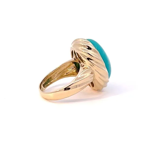 14k Yellow Gold Estate Oval Turquoise Ring Image 4 Arezzo Jewelers Elmwood Park, IL