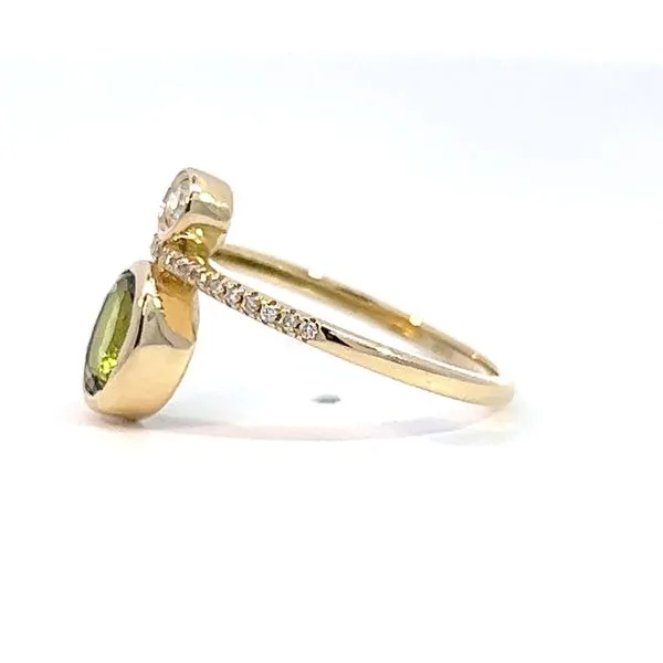 14K Yellow Gold Green Sapphire and Diamond Ring Image 2 Arezzo Jewelers Elmwood Park, IL
