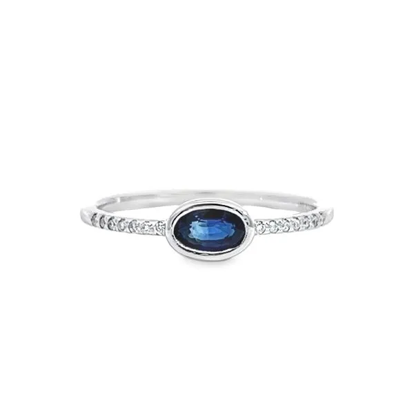 14k White Gold Oval Sapphire and Diamond Ring Arezzo Jewelers Elmwood Park, IL