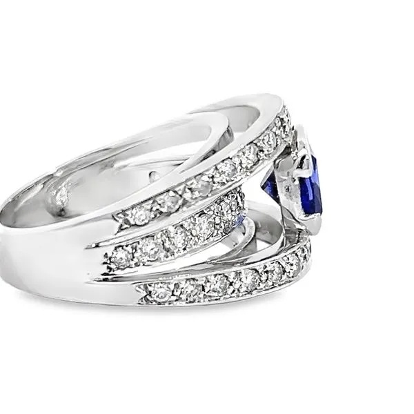 14K White Gold Floating Three-Row 1.78ct Cushion Tanzanite Ring Image 3 Arezzo Jewelers Elmwood Park, IL