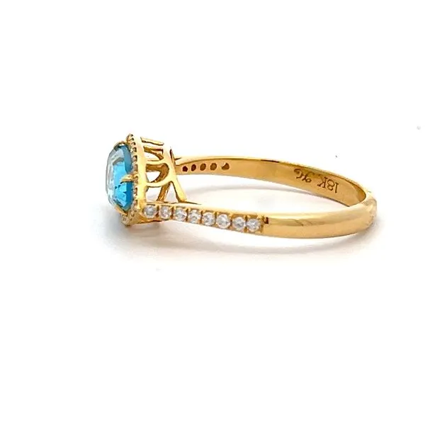 18k Yellow Gold Step - Cut Pear Blue Topaz Ring Image 2 Arezzo Jewelers Elmwood Park, IL