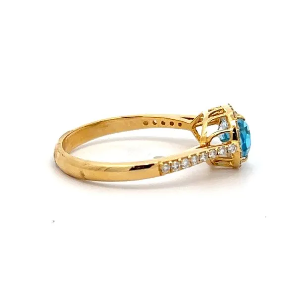 18k Yellow Gold Step - Cut Pear Blue Topaz Ring Image 3 Arezzo Jewelers Elmwood Park, IL