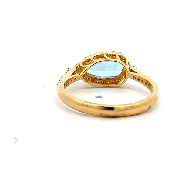 18k Yellow Gold Step - Cut Pear Blue Topaz Ring Image 4 Arezzo Jewelers Elmwood Park, IL