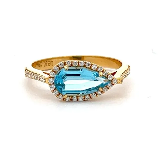 18k Yellow Gold Step - Cut Pear Blue Topaz Ring Arezzo Jewelers Elmwood Park, IL