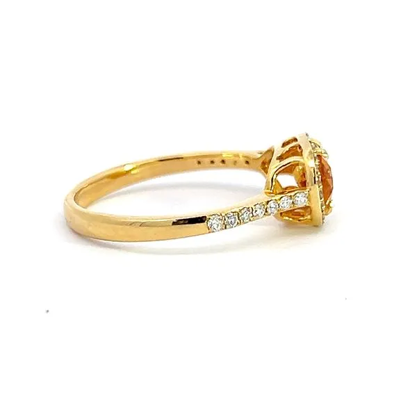 18K Yellow Gold Step Cut Pear Citrine Ring with Diamond Halo Image 4 Arezzo Jewelers Elmwood Park, IL