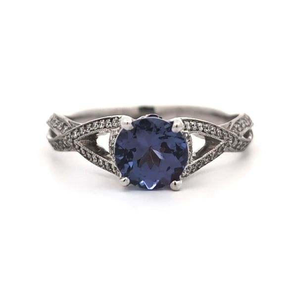 14 Karat White Gold Tanzanite and Diamond Twist Ring Arezzo Jewelers Elmwood Park, IL