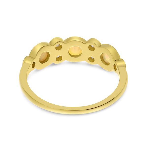 14K Yellow Gold Opal and Diamond Band Image 3 Arezzo Jewelers Elmwood Park, IL